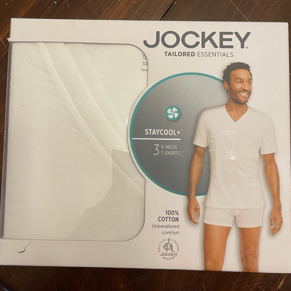 Jockey Undershirts. V neck. Set of 3. White. XL